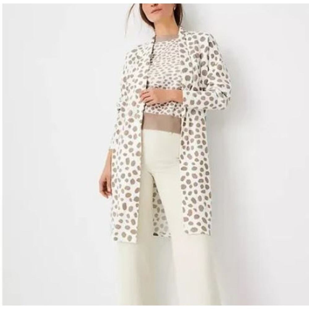 Ann Taylor Animal Print Knit Open Cardigan Petite Small NWT Classic Clean